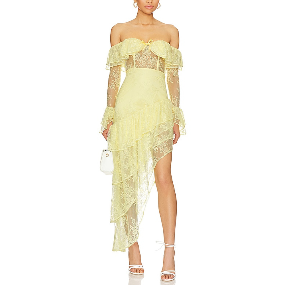 Majorelle Lace Yellow Maddalena Gown Size S